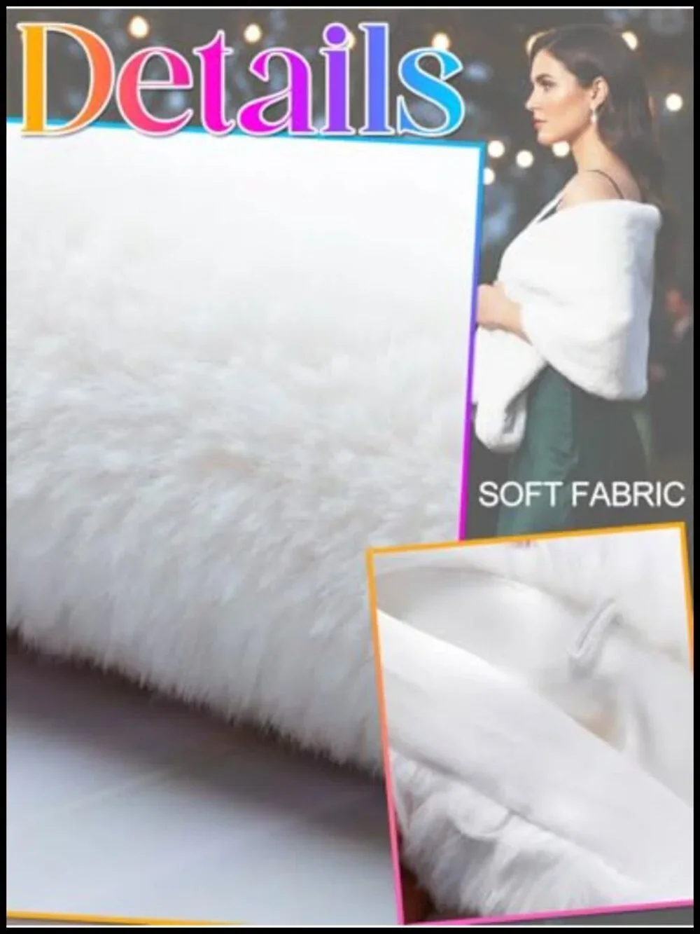 Faux Fur Wedding Shawl Wrap with Brooch Bridal Scarf Stole